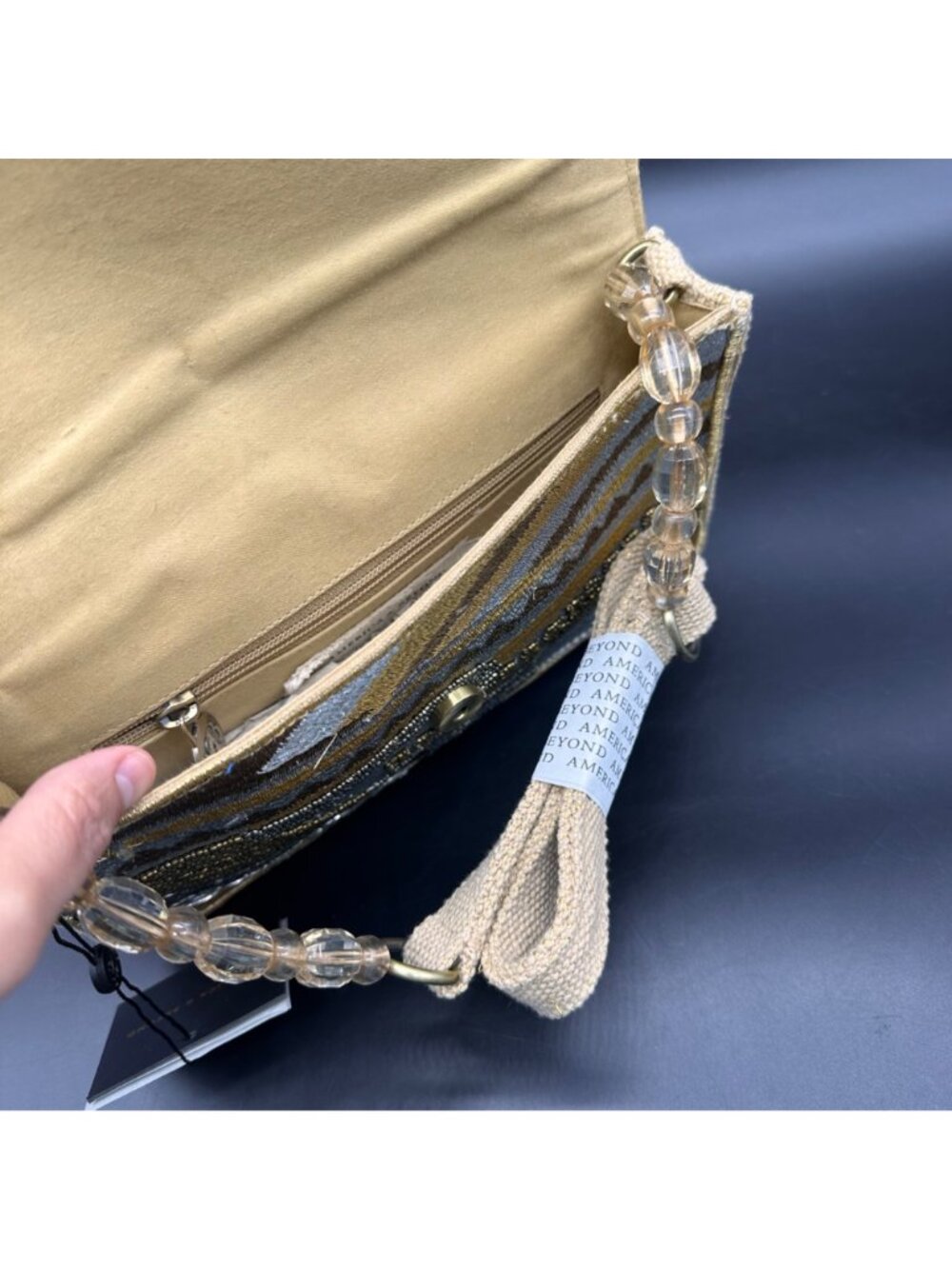 Beaded Shoulder Bag Clutch Gold Silver Bold Glamorous America & Beyond NWT READ - Picture 4 of 12